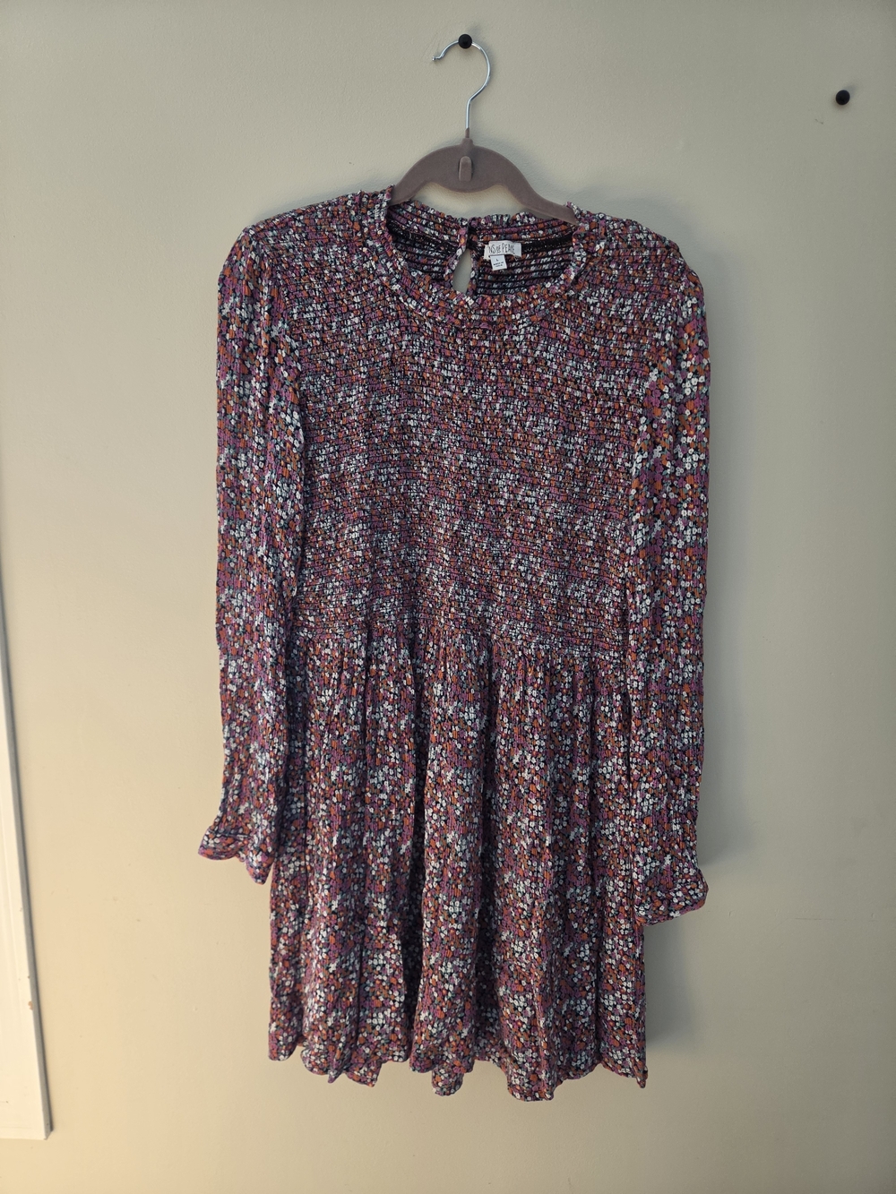 Patrons of Peace Rose Multi Floral Smocked Long-Sleeve Mini Dress
